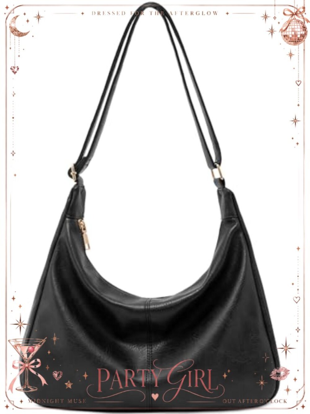 PU Leather Hobo Shoulder Bag Vegan Crossbody Slouchy Tote Purse
